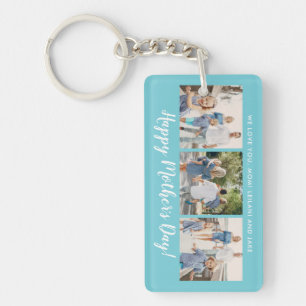 Happy Mother's Day Photo Collage Custom Aqua Blue Keychain