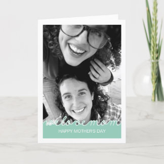 Happy Mothers Day Photo Love Mom Cutout Mint Green Card