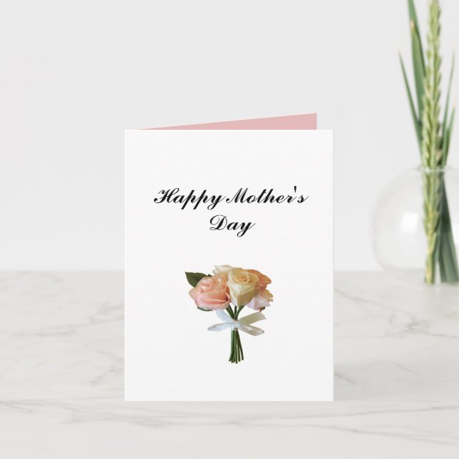 Happy Mother's Day Pink and Yellow Roses Card (Front)