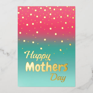 Happy Mother's Day - Pink Blue Ombre Foil Holiday Card