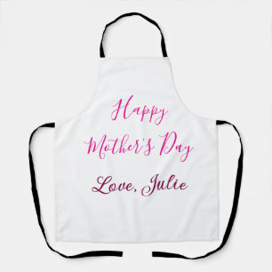 Happy Mothers Day pink calligraphy mom grandmother Apron