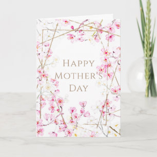 happy mother's day pink cherry blossom card
