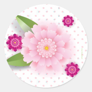 Happy Mother's Day! Pink Flower Decoration Classic Round Sticker
