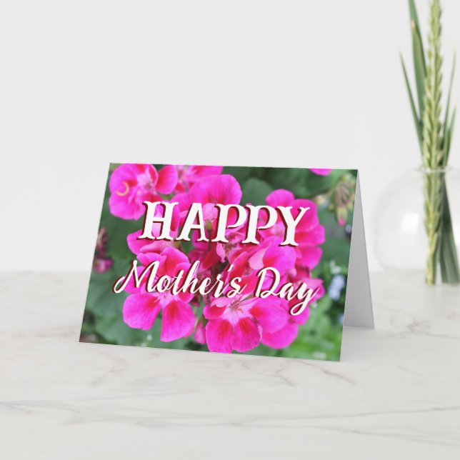 Happy Mother's Day Pink Flower Photo Card (Front)