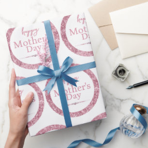 Happy Mother's Day Pink Glitter and Diamonds Wrapping Paper