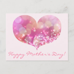 Happy Mother's Day Pink Glitter Heart Postcard