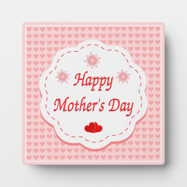 "HAPPY MOTHER'S DAY " PINK HEARTS PLAQUE (Front)