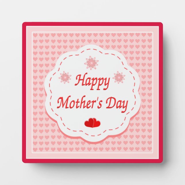 "HAPPY MOTHER'S DAY " PINK HEARTS PLAQUE (Front)