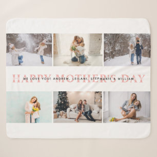 Happy Mother's Day Pink Photo Collage Sherpa Blanket