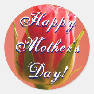 Happy Mother's Day Pink Rose Classic Round Sticker