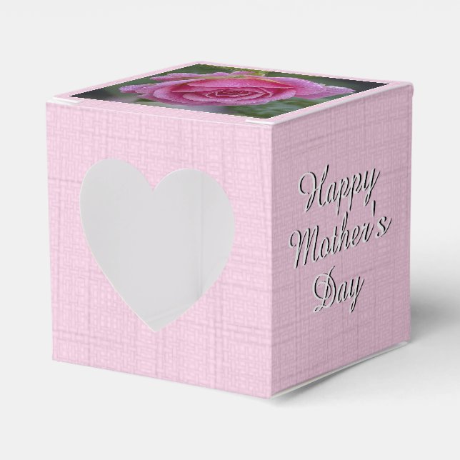 Happy Mother's Day - Pink Rose - Text Favor Box (Front Side)