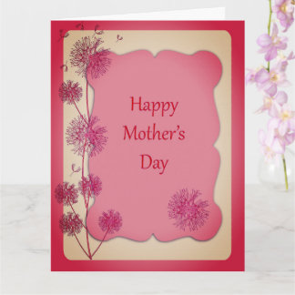 Happy Mother's Day Pink Trim & Dandelion Seeds Big Card