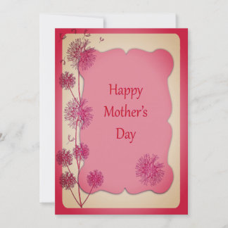 Happy Mother's Day Pink Trim Dandelion Seeds Flat Card