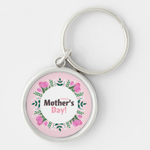 Happy Mother's Day Pink Tulips Keychain