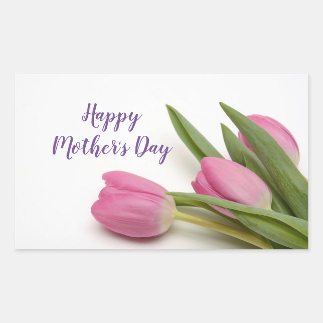 Happy Mother's Day Pink Tulips Sticker (Front)