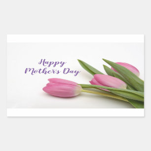 Happy Mother's Day Pink Tulips Sticker