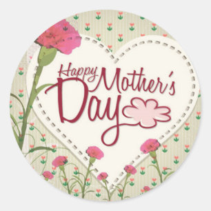 Happy Mother's Day - Pink Vintage Classic Round Sticker
