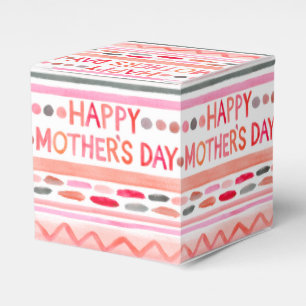 Happy Mother's Day Pink Watercolor Stripes Favor Box