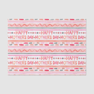 Happy Mother's Day Pink Watercolor Stripes Tissue Paper