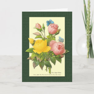 Happy Mother's Day Pink Yellow Vintage Roses Card