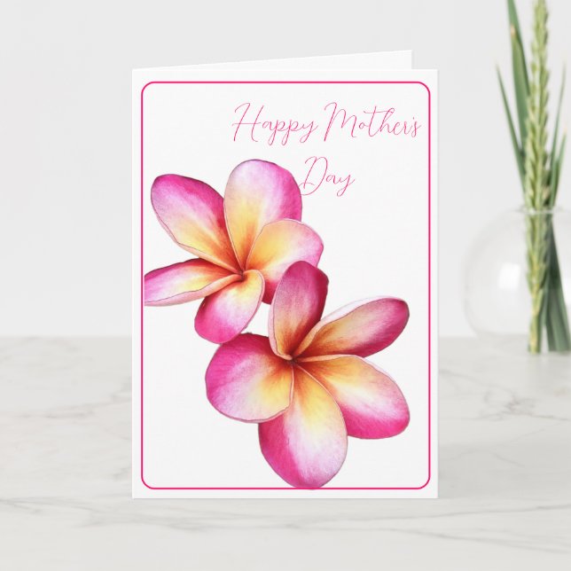 Happy Mother's Day Plumeria Folded Note Card (Front)