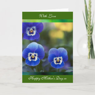 Happy Mother's Day Poem card, Blue Pansies, greeti Card