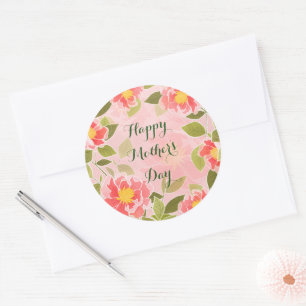 Happy Mother's Day, pretty pastel pink, Classic Round Sticker