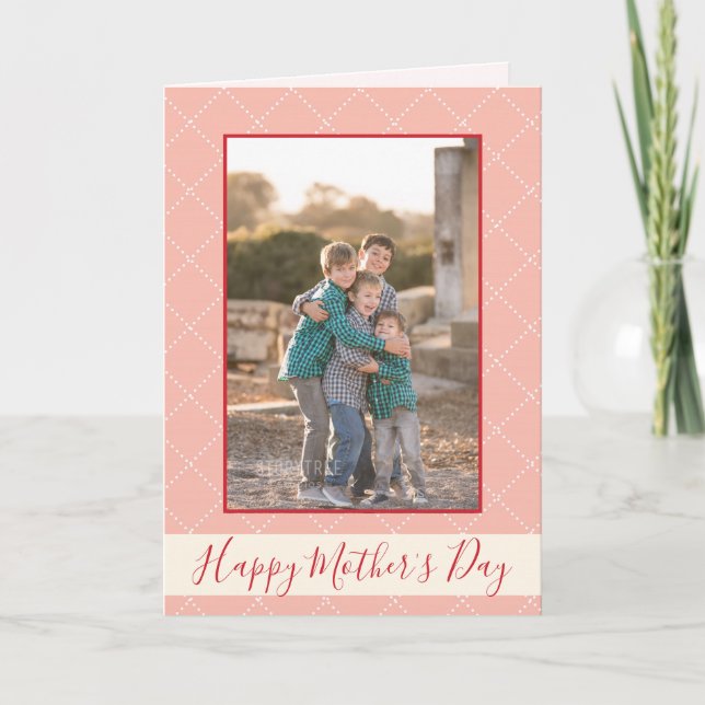 Happy Mothers Day Pretty Pink Design with Photo Card (Front)