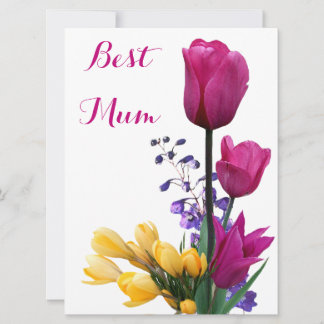 Happy Mother's Day pretty pink tulips floral love Holiday Card