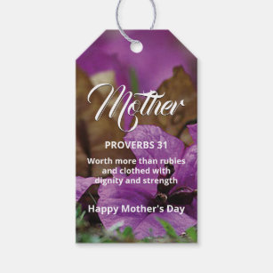 HAPPY MOTHER'S DAY Proverbs 31 Purple Floral Gift Tags