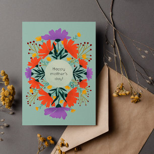 Happy mother's day purple and orange floral card