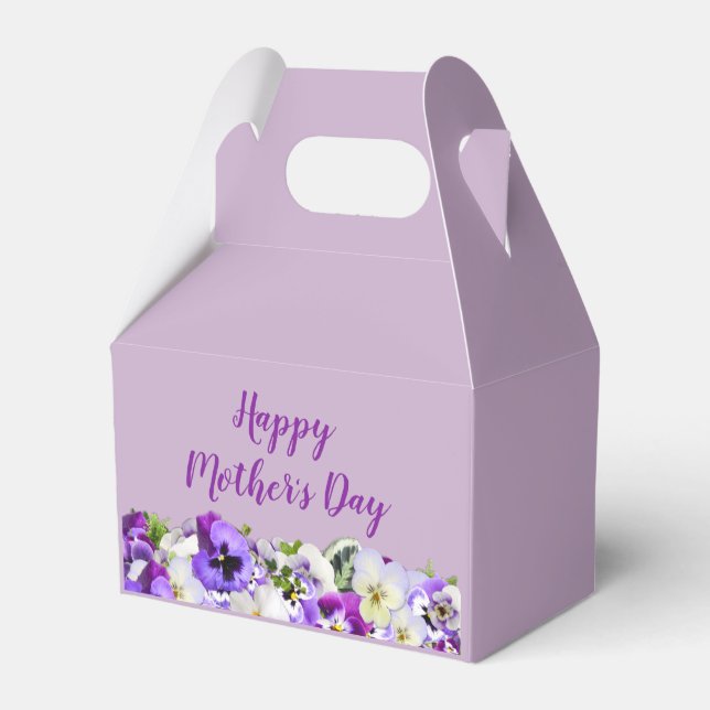 Happy Mother's Day Purple Flowers Floral Favor Box (Back Side)