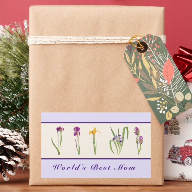 Happy Mother's Day Purple Irises World's Best Mom Sticker (Holiday)