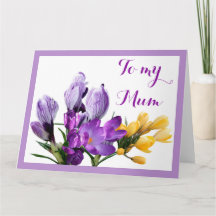 Happy Mother's Day purple yellow crocus floral