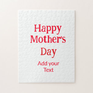 Happy mother's day red add text simple minimal mom jigsaw puzzle