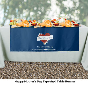 Happy Mother's Day Red Heart Event Table Runner Tapestry