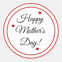 Happy Mothers Day Red Hearts Circles Custom