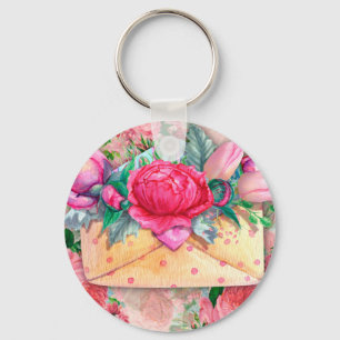 Happy Mother's Day Red Pink Purple Floral Flowers Keychain