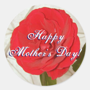 Happy Mother's Day Red Rose Classic Round Sticker