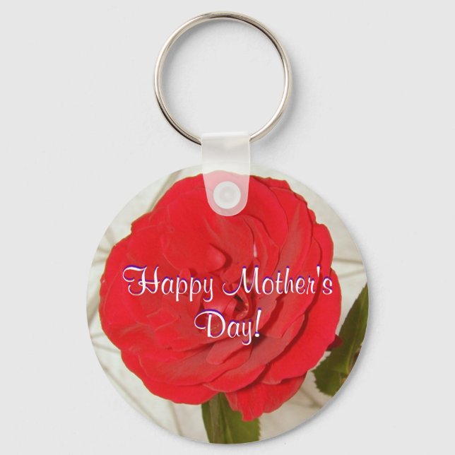 Happy Mother's Day Red Rose Keychain (Front)