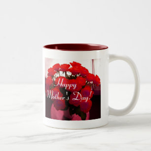 Happy Mother's Day Red Roses Two-Tone Coffee Mug