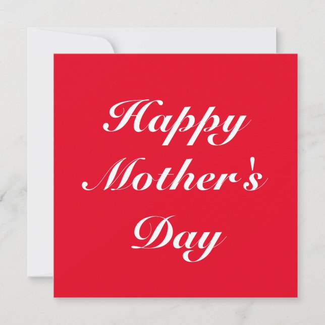Happy Mother's Day red white script elegant Card (Front)