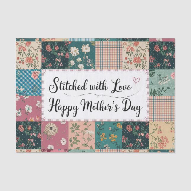 Happy Mother's Day - Retro Cute Quilt Pattern Tissue Paper (Front)