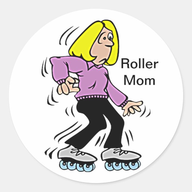 Happy Mother's Day Roller Mom Classic Round Sticker (Front)