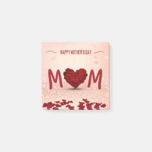 Happy Mother's Day Rose Heart Bouquet Post-it Notes