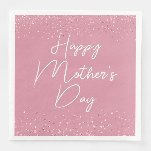 Happy Mother's Day Script on Pink Napkin (Front)