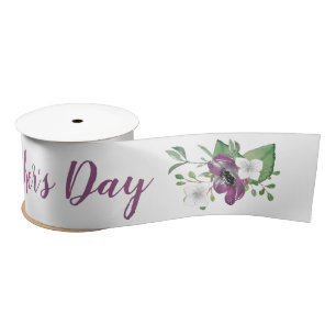 Happy Mothers Day Script w Wild Rose Floral Sprays Satin Ribbon