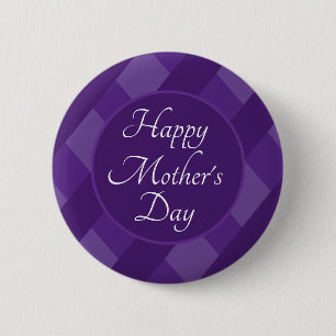 Happy Mother's Day Shades of Purple Stripes Simple 2 Inch Round Button