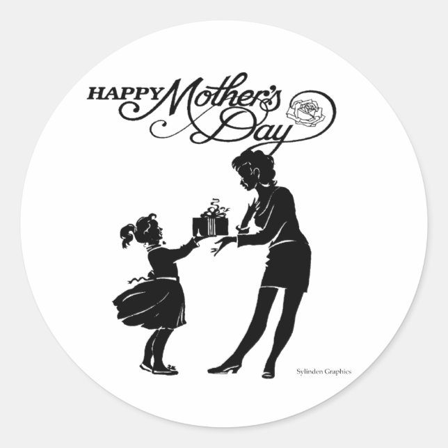 Happy Mothers Day Silhouette Sticker (Devant)