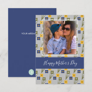 Happy Mother's Day Simple Florals Blue Card